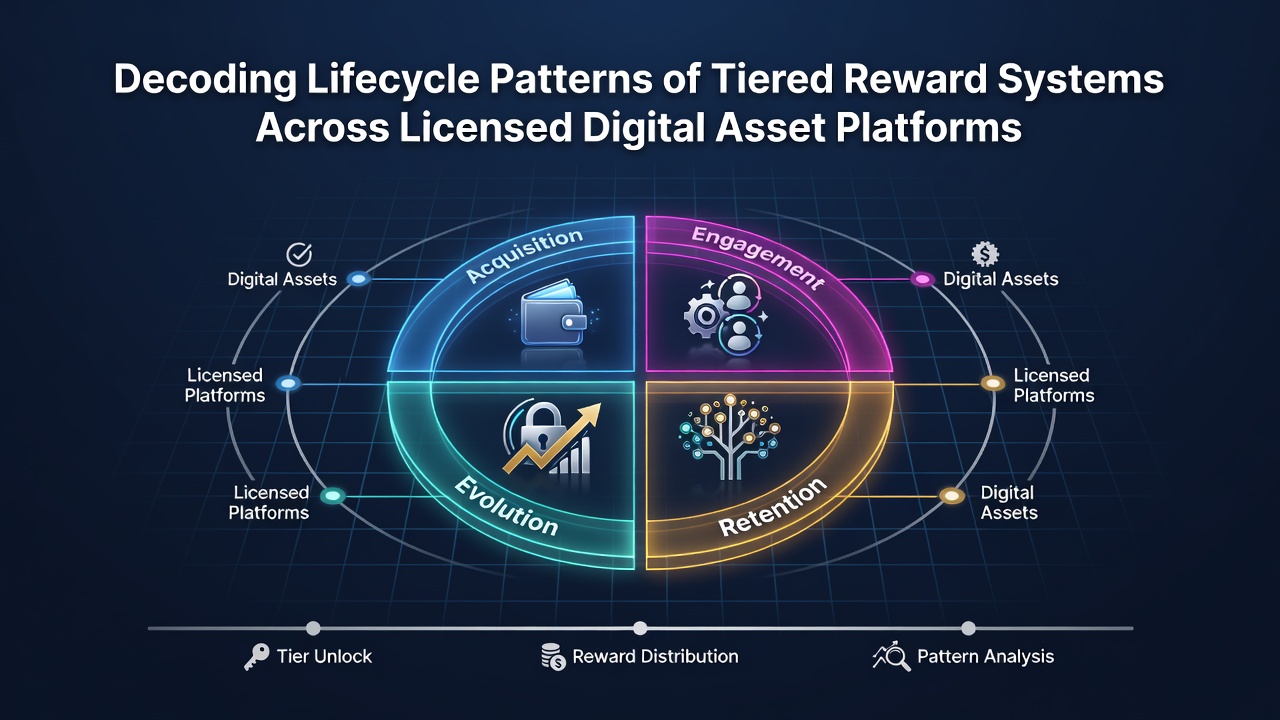 Darstellung von gestaffelten Belohnungssystemen auf digitalen Asset-Plattformen mit Lebenszyklusphasen