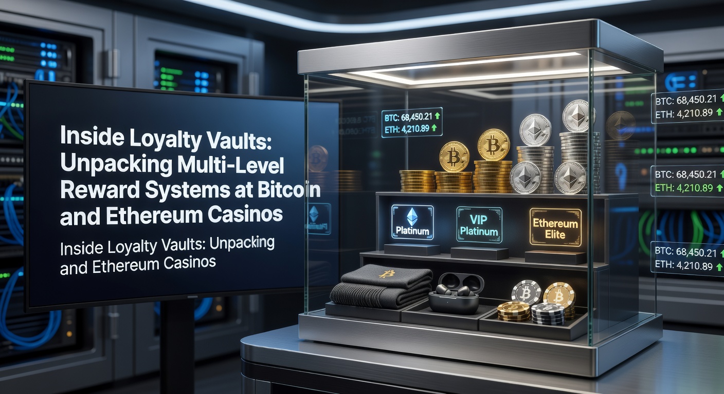 Darstellung eines Loyalty Vaults mit gestaffelten Belohnungsebenen in einem Bitcoin- und Ethereum-Casino